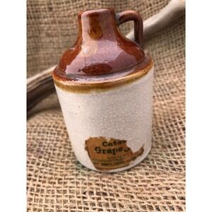 Vintage Rare Miniature‎ Crock Jelly Bottle Grape Jelly Pottery Jug Miniature Jug